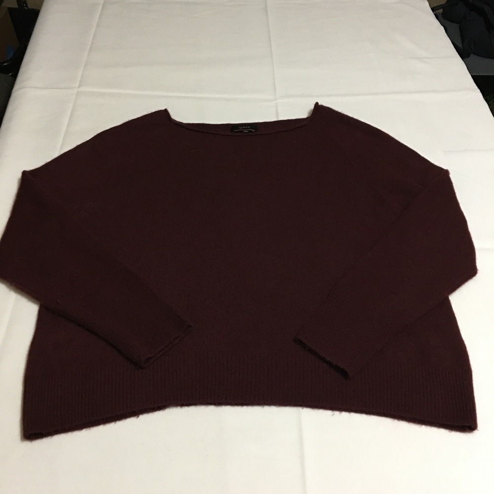 Quince Cashmere Sweater Womens Medium Burgundy Boat Neck